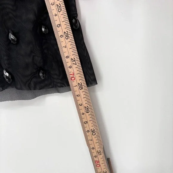 H&M Studio 2023 Beaded Mesh Mini Dress Long Sleeve Party Cocktail Mock Neck - Picture 12 of 14